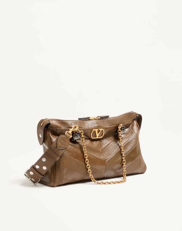 Valentino Garavani Panthea Shoulder Bag In Nappa Leather With Chevron Pattern