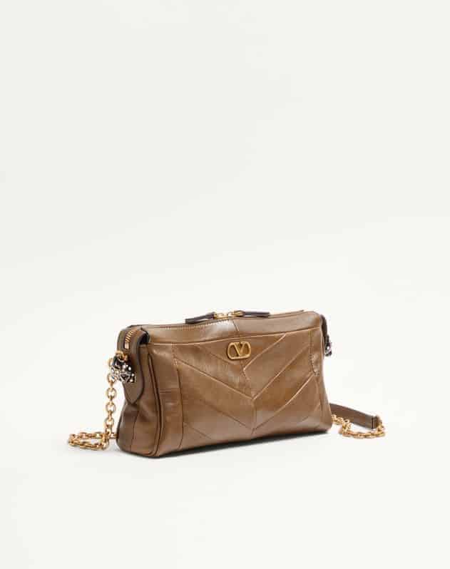 Valentino Garavani Panthea Small Shoulder Bag In Nappa Leather With A Chevron Pattern