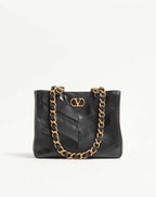Valentino Garavani Laseine Small Shopping Bag In Chevron-Patterned Nappa Leather