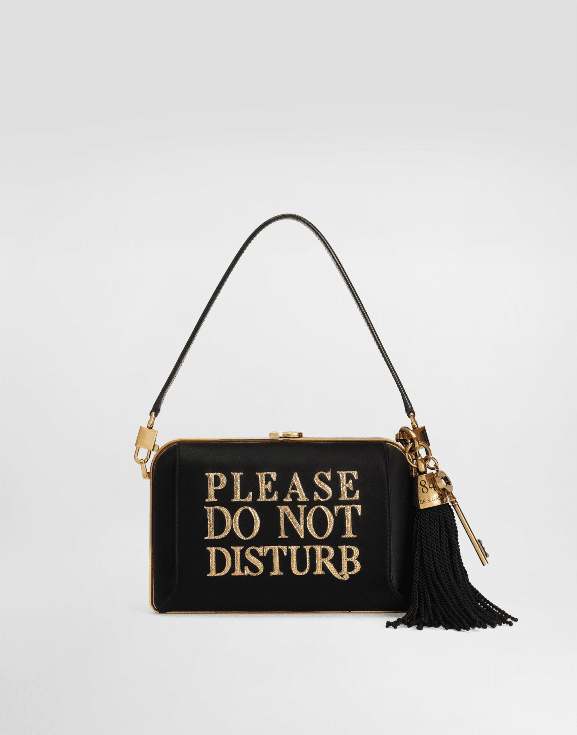Dolce box satin and laminated ayers handbag
