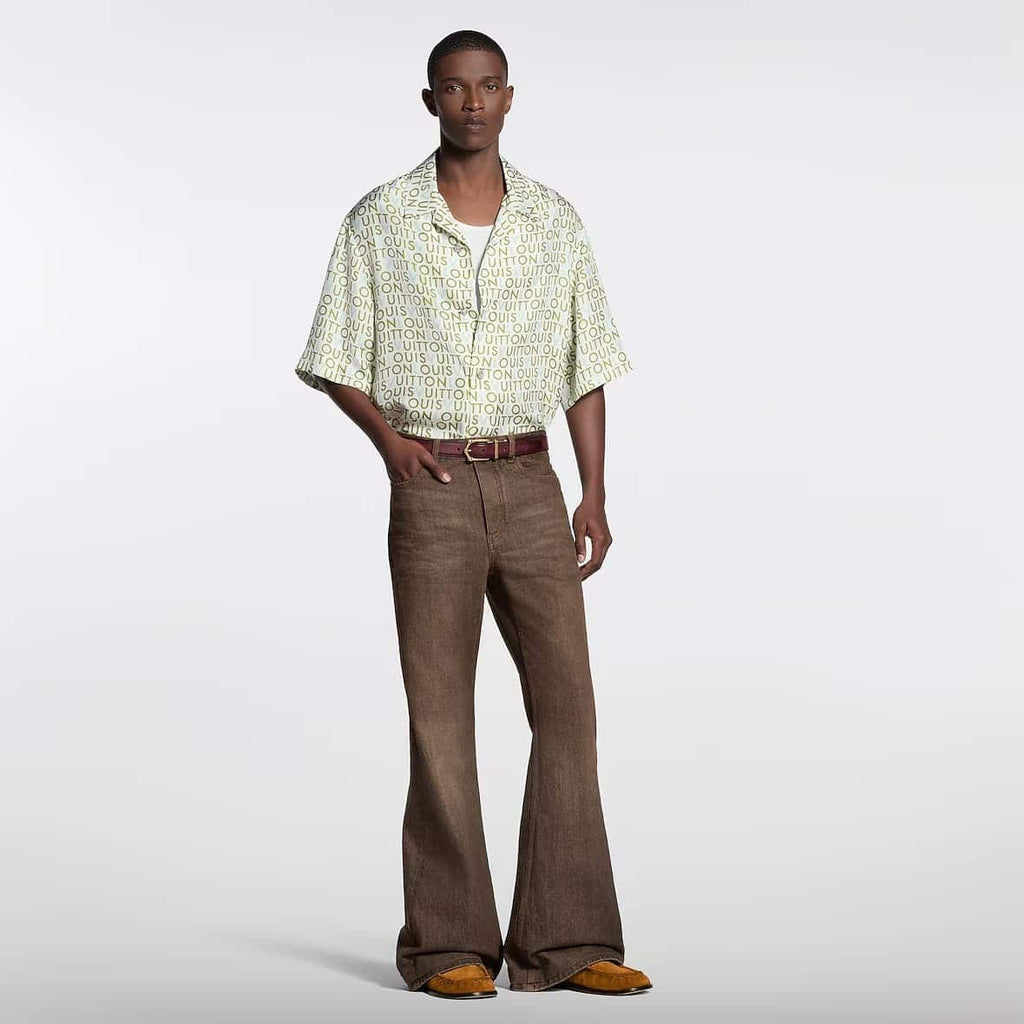 Short-Sleeved Printed Silk Shirt