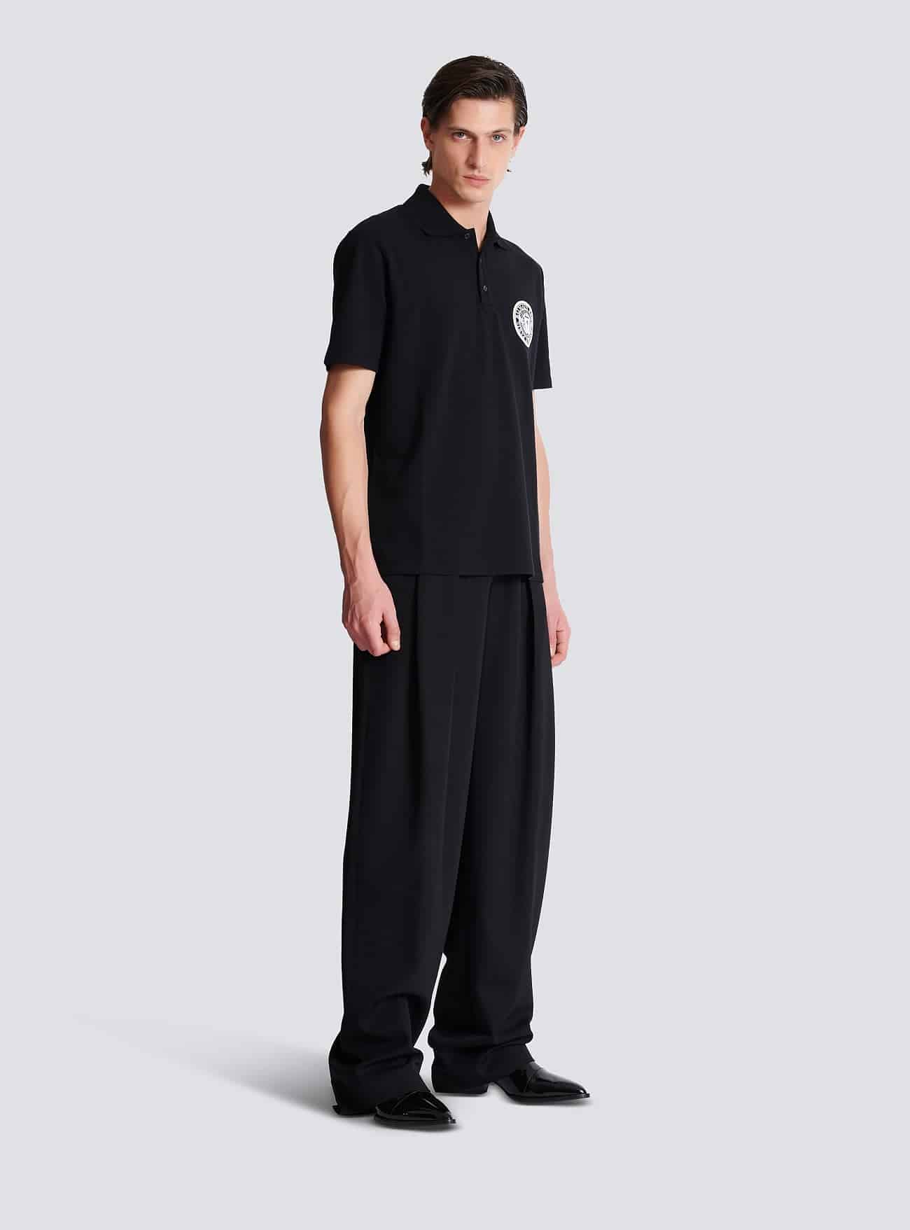Cotton polo shirt with "Coin" print