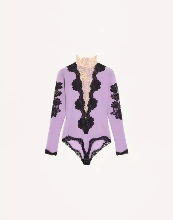 Jersey Bodysuit With Lace RUNWAY DELUXE
