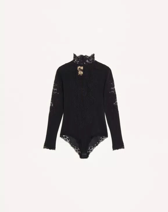 Jersey Bodysuit With Lace RUNWAY DELUXE