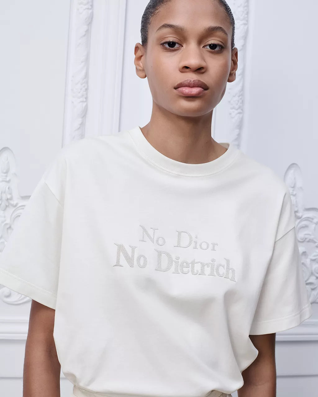 T-shirt with Lettering White Cotton Jersey RUNWAY DELUXE