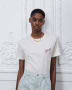 White Cotton Jersey with Pink Dior Bows Motif RUNWAY DELUXE