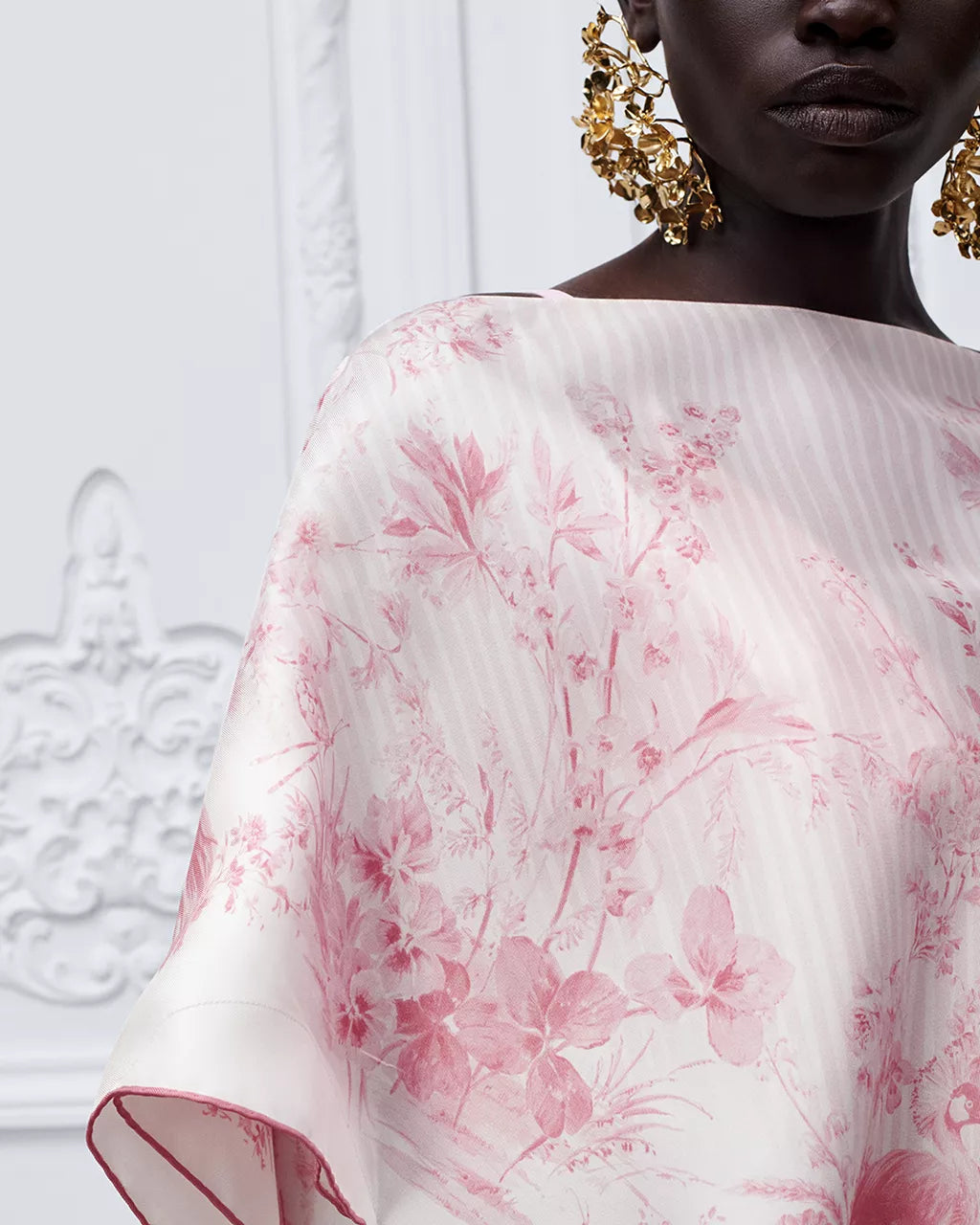 Dioriviera Toile de Jouy Floral Garden Dior Silk Top White and Pink Silk Twill RUNWAY DELUXE