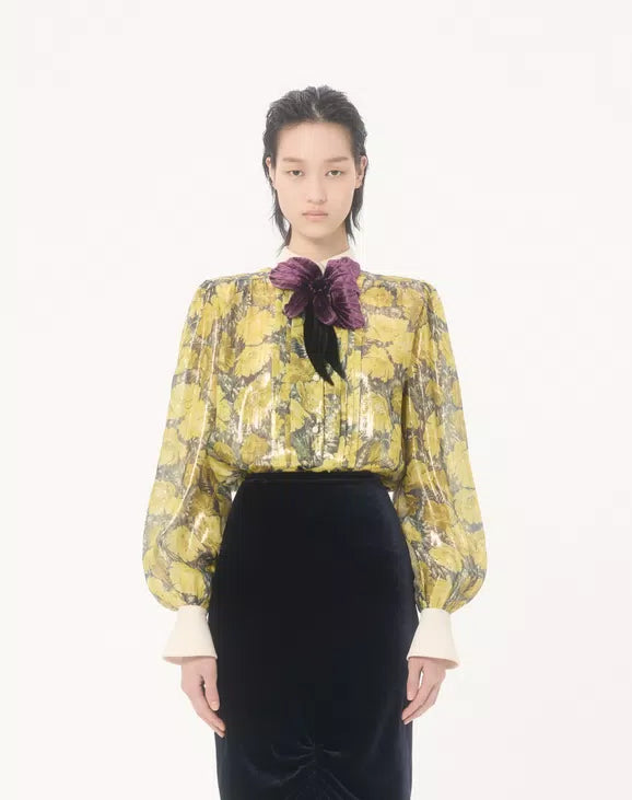 Lurex Shirt With Après L'Hiver Poppies Print
