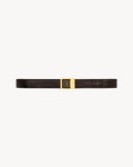 LA 66 buckle belt in crocodile-embossed leather PINE BROWN RUNWAY DELUXE