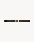 LA 66 buckle belt in crocodile-embossed leather PINE BROWN RUNWAY DELUXE