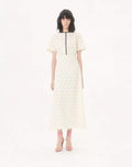 Midi Dress In Fleurs À Jours Cotton