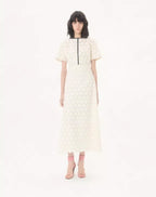 Midi Dress In Fleurs À Jours Cotton