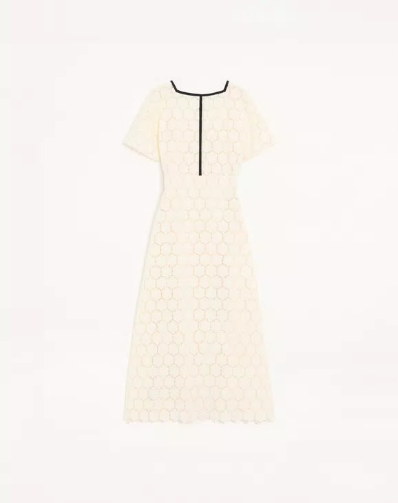 Midi Dress In Fleurs À Jours Cotton