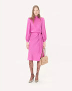 Midi Dress In Shiny-Matte Jacquard With Logo-Stripe