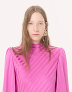 Midi Dress In Shiny-Matte Jacquard With Logo-Stripe