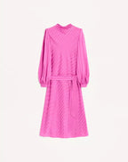 Midi Dress In Shiny-Matte Jacquard With Logo-Stripe