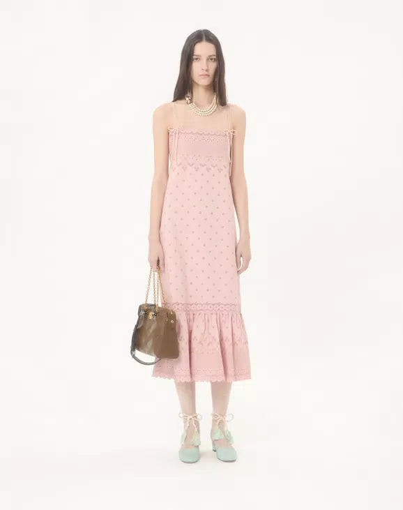 Midi Dress In Sangallo With Fleur A Jours Margheritine