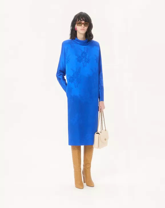 Midi Dress In Shiny-Matte Flowerism Sunflowers Jacquard