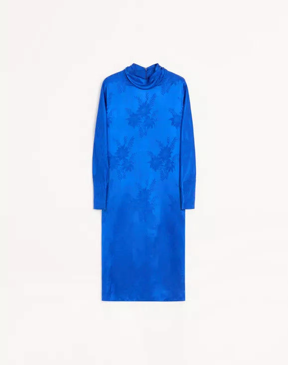 Midi Dress In Shiny-Matte Flowerism Sunflowers Jacquard