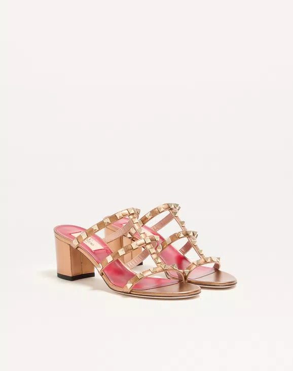 Rockstud Slide Sandal In Laminated Nappa Leather 60Mm