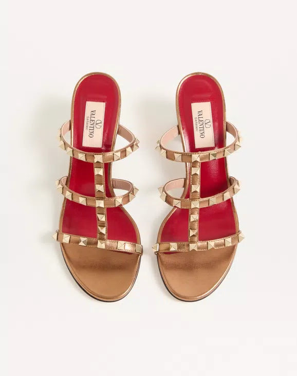 Rockstud Slide Sandal In Laminated Nappa Leather 60Mm