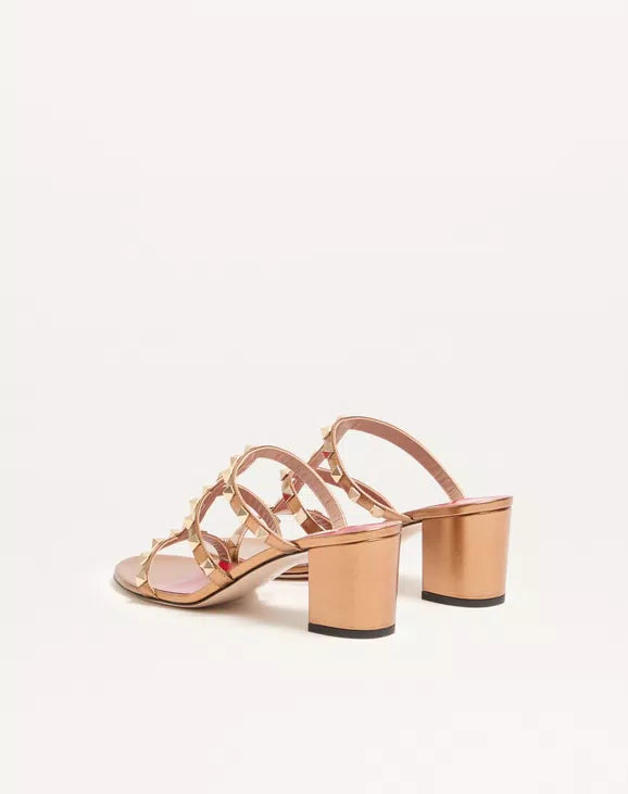 Rockstud Slide Sandal In Laminated Nappa Leather 60Mm