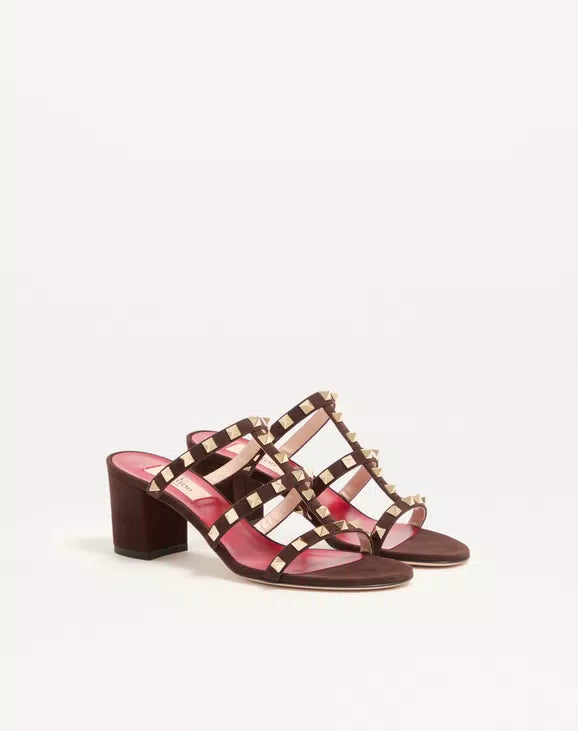 Rockstud Slide Sandal In Suede 60Mm