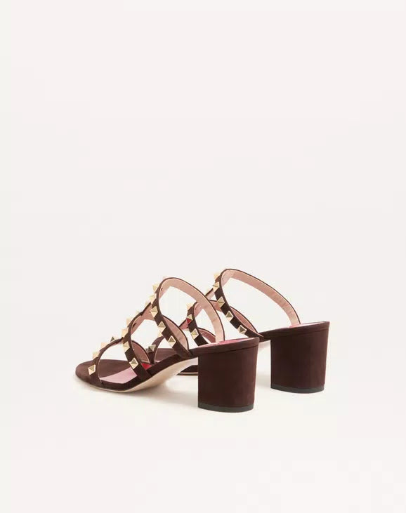 Rockstud Slide Sandal In Suede 60Mm