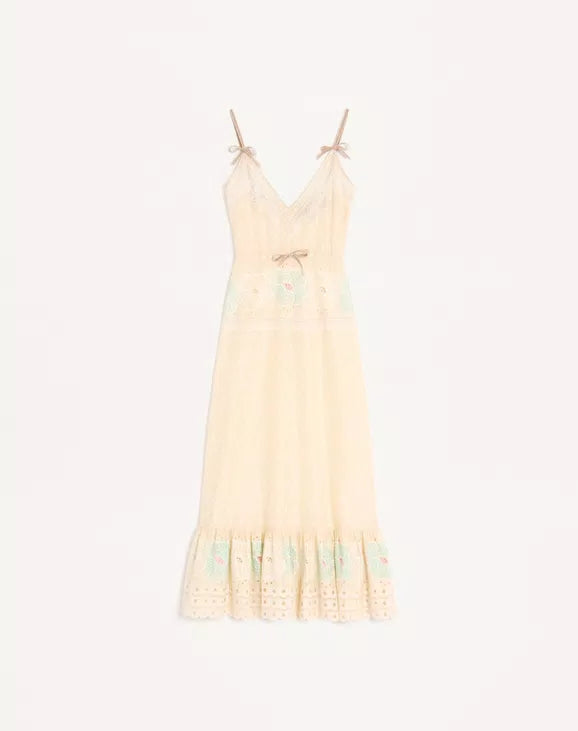 Sangallo Midi Dress With Fleur A Jours Fiori
