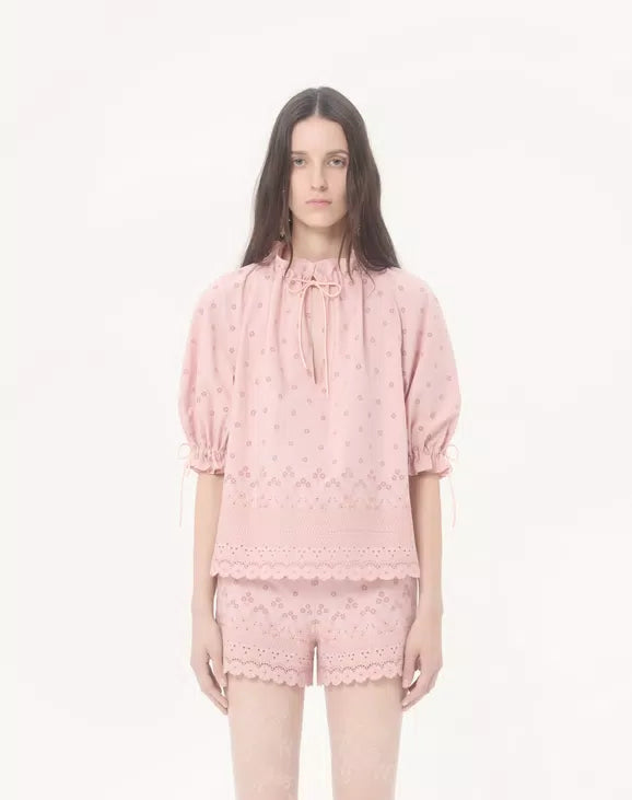 Sangallo Lace Top With Fleurs Ajours Margheritine Pattern