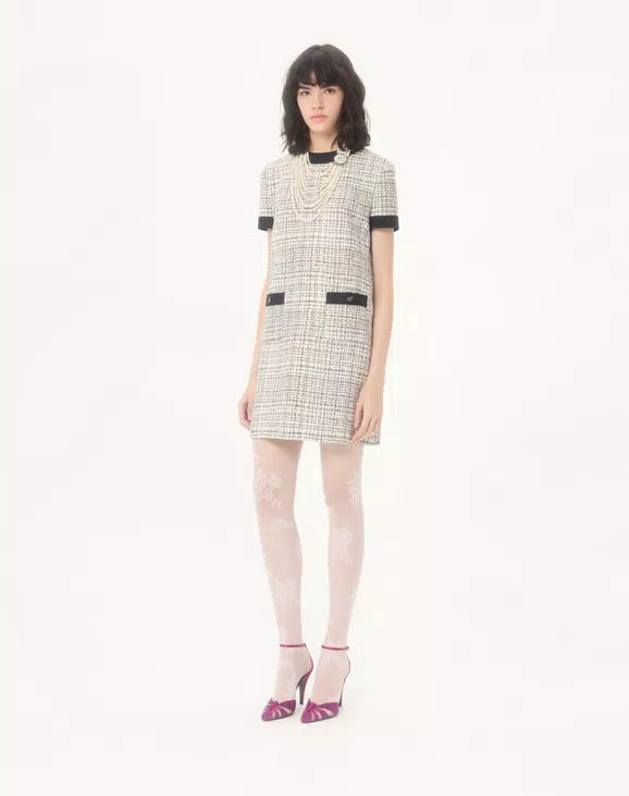Short Dress In Square Tweed