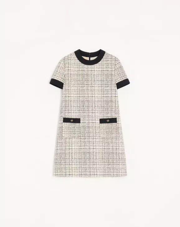 Short Dress In Square Tweed