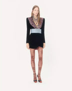 Short Velvet Dress With Lace