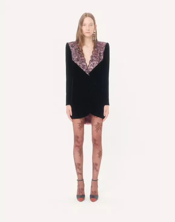 Short Velvet Dress With Lace