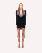 Short Velvet Dress With Lace