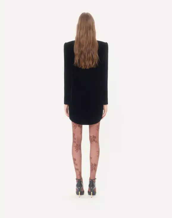 Short Velvet Dress With Lace