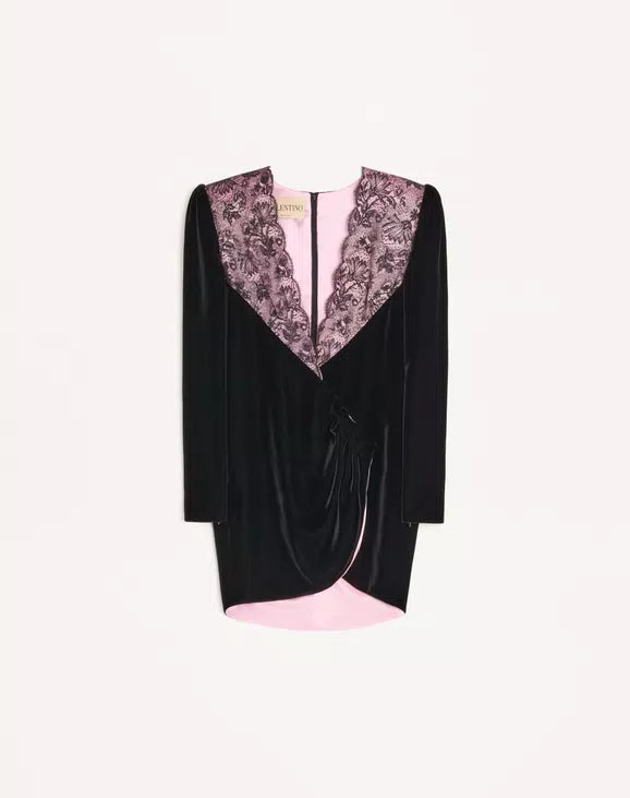 Short Velvet Dress With Lace