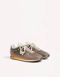 Stud Up Sneaker in Split Leather and Nylon with Butterfly Embroidery