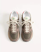 Stud Up Sneaker in Split Leather and Nylon with Butterfly Embroidery