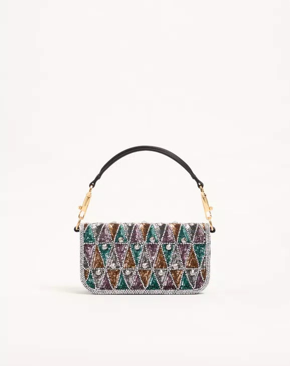 VALENTINO GARAVANI LOCÒ SMALL EMBROIDERED SHOULDER BAG RUNWAY DELUXE