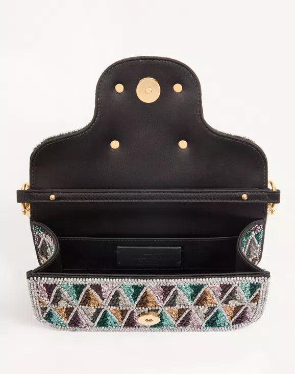 VALENTINO GARAVANI LOCÒ SMALL EMBROIDERED SHOULDER BAG RUNWAY DELUXE