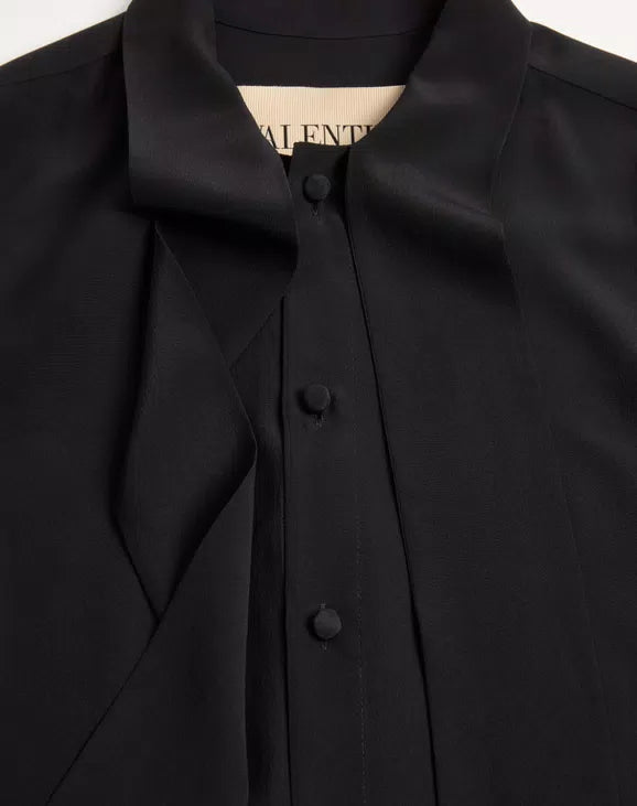 Valentino Crepe De Chine Silk Shirt With Scarf Collar RUNWAY DELUXE