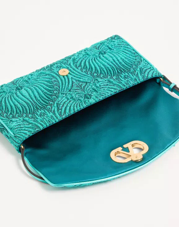 Valentino Garavani DeVain Small Shoulder Bag In Jacquard Cloqué Lurex Fabric RUNWAY DELUXE
