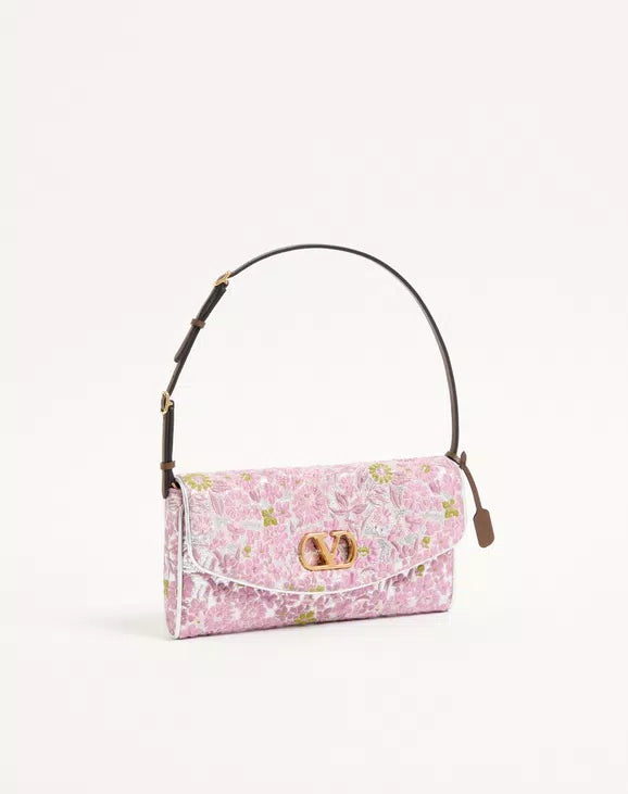 Valentino Garavani DeVain Small Shoulder Bag In Jacquard Lurex Fabric RUNWAY DELUXE