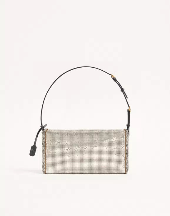 Valentino Garavani DeVain Small Shoulder Bag In Metallic Mesh RUNWAY DELUXE