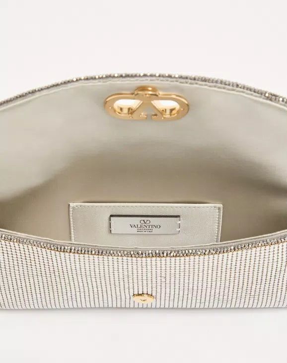 Valentino Garavani DeVain Small Shoulder Bag In Metallic Mesh RUNWAY DELUXE
