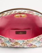 Valentino Garavani Devain Small Shoulder Bag With Rhombelle Embroidery. RUNWAY DELUXE