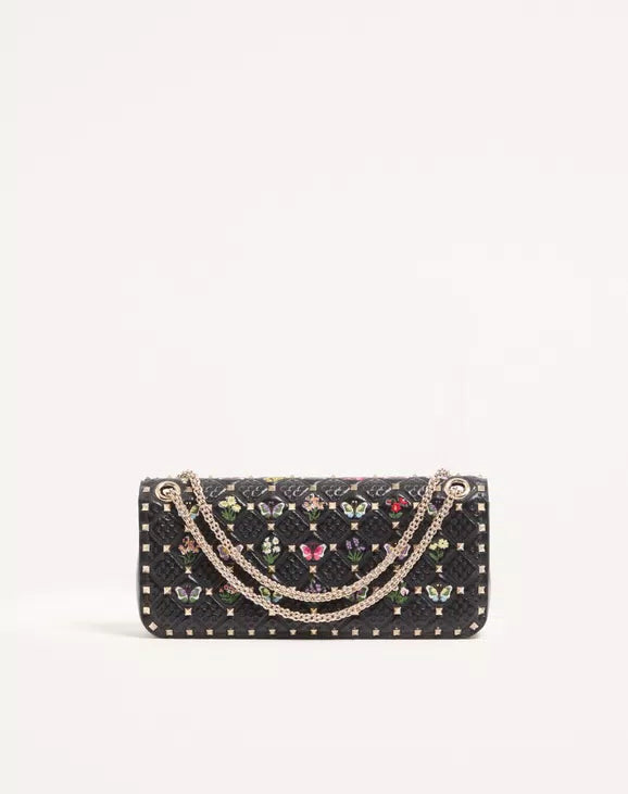 Valentino Garavani Rockstud Spike Medium Shoulder Bag in Embroidered Nappa Leather RUNWAY DELUXE