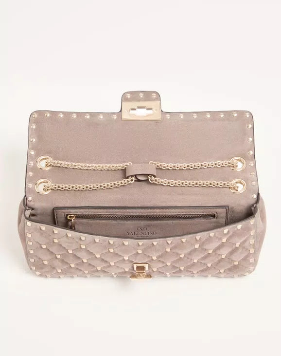 Valentino Garavani Rockstud Spike Suede Medium Shoulder Bag RUNWAY DELUXE