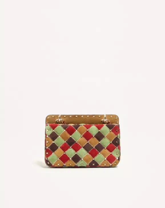 Valentino Garavani Rockstud Spike Small Bag In Patchwork Suede RUNWAY DELUXE